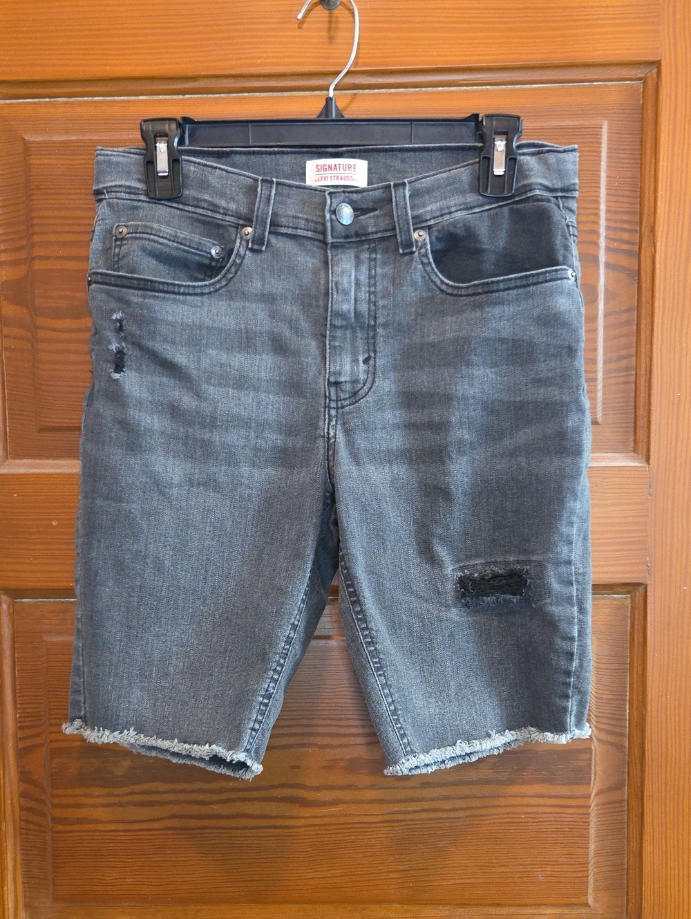 Signature Boys' Black Distressed Denim Shorts